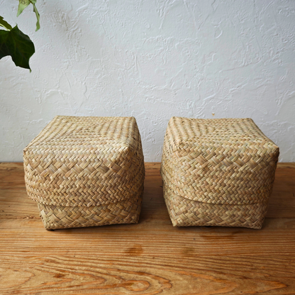 【タイ南部】クラチュー（水草）　｜熟練の職人が編んだ蓋つきかご