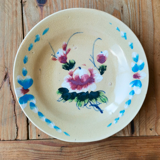 ベトナムヴィンテージ　ソンべ焼き　ライティウ焼き　花柄　中皿A