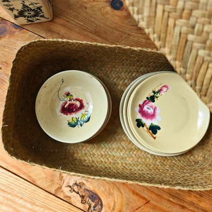 ベトナムヴィンテージ　ソンべ焼き　ライティウ焼き　花柄　小鉢（ピンク）
