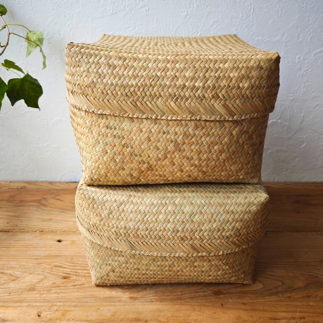 【タイ南部】クラチュー（水草）　｜熟練の職人が編んだ蓋つきかご