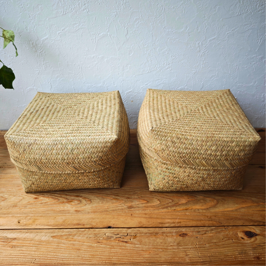 【タイ南部】クラチュー（水草）　｜熟練の職人が編んだ蓋つきかご