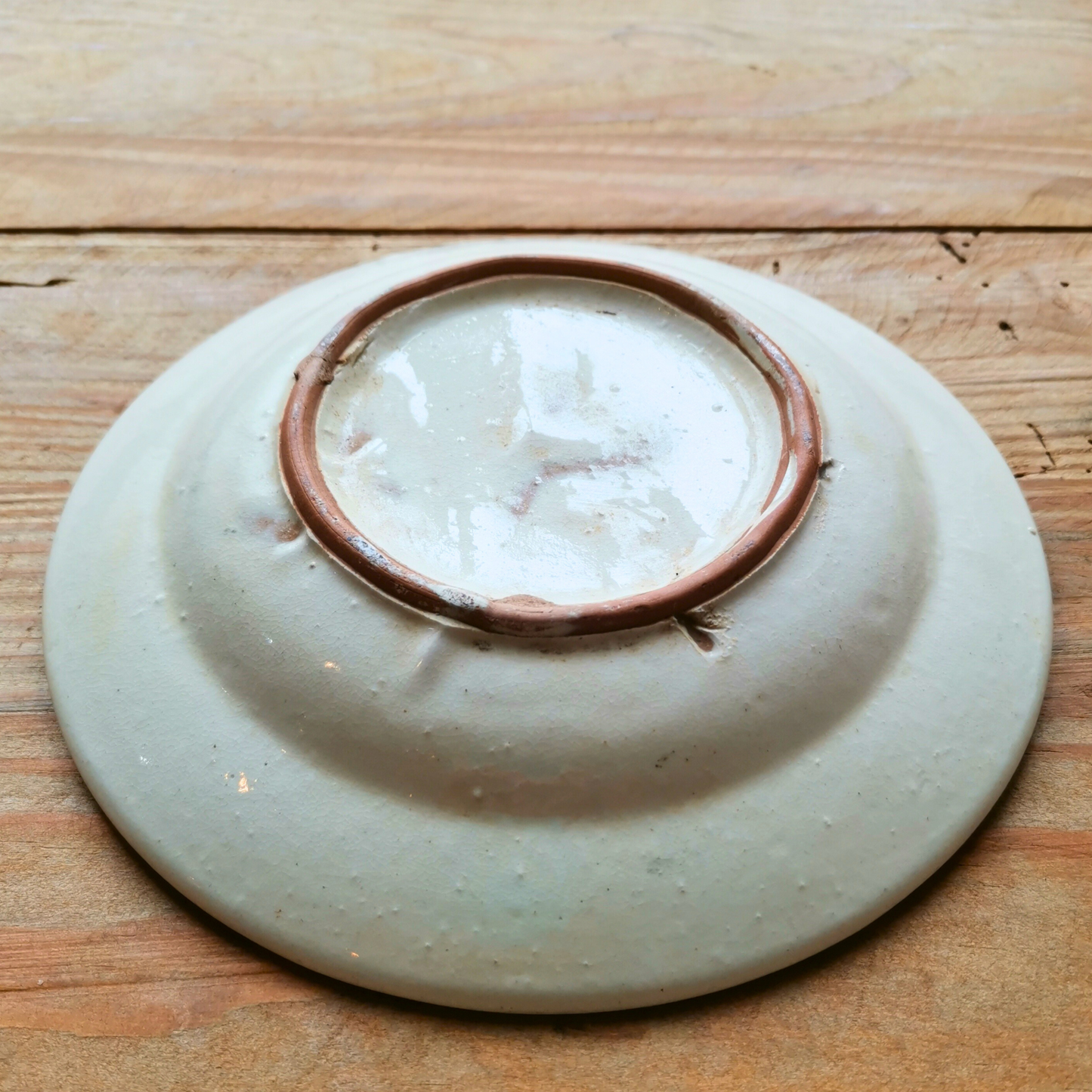 ベトナムヴィンテージ　ソンべ焼き　ライティウ焼き　花柄　茶色中皿A