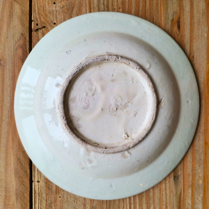 ベトナムヴィンテージ　ソンべ焼き　ライティウ焼き　花柄　黒色中皿Ｂ