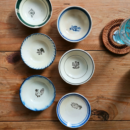 ベトナムヴィンテージ　ソンべ焼き　ライティウ焼き　花柄　グリーン　豆鉢B