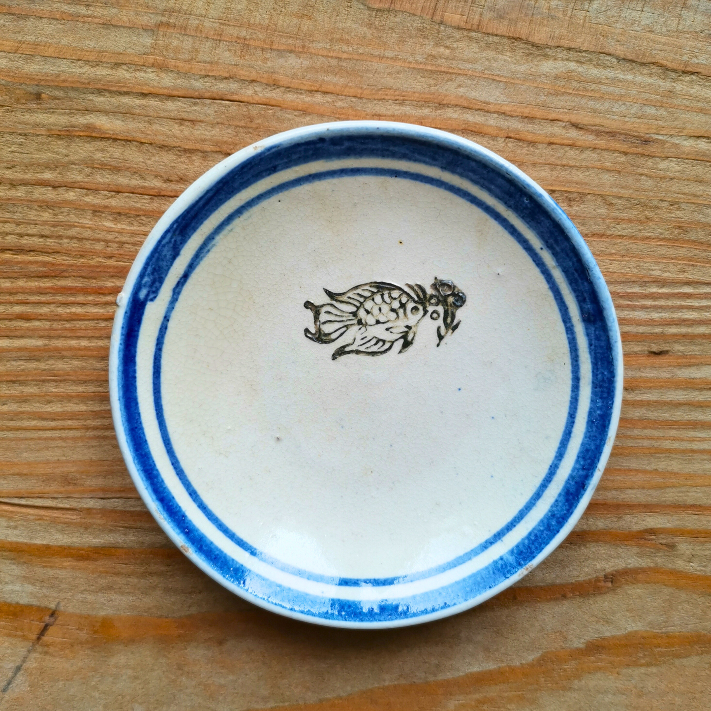 ベトナムヴィンテージ　ソンべ焼き　ライティウ焼き　金魚　　豆皿A