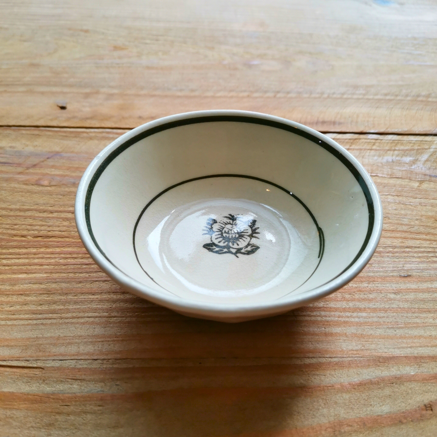 ベトナムヴィンテージ　ソンべ焼き　ライティウ焼き　花柄　グリーン　豆鉢B