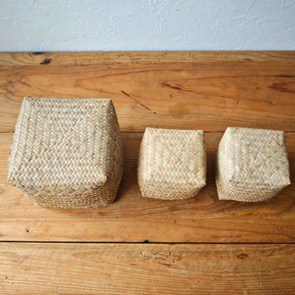 【タイ南部】クラチュー（水草）　｜熟練の職人が編んだ蓋つきかご