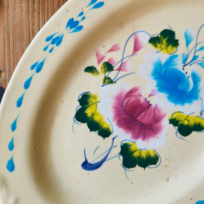 ベトナムヴィンテージ　ソンべ焼き　ライティウ焼き　花柄　楕円皿C